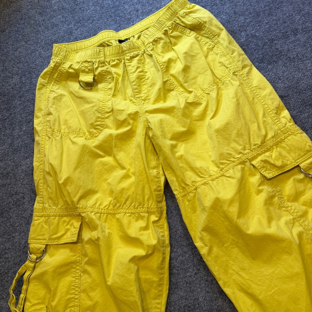 Wild Fable Yellow Cotton Cargo Pants Wide Leg D-Ring Utility Trousers Medium